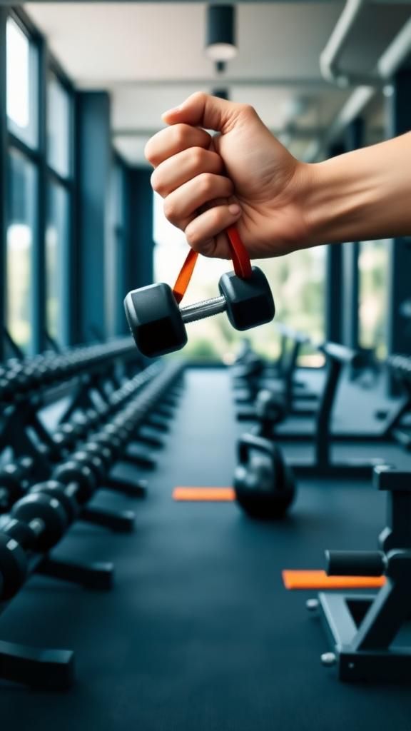 Mano levantando mancuerna en gimnasio – Sobre Motivyx blog de fitness